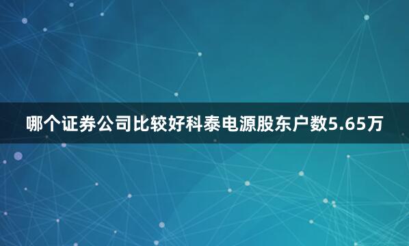哪个证券公司比较好科泰电源股东户数5.65万